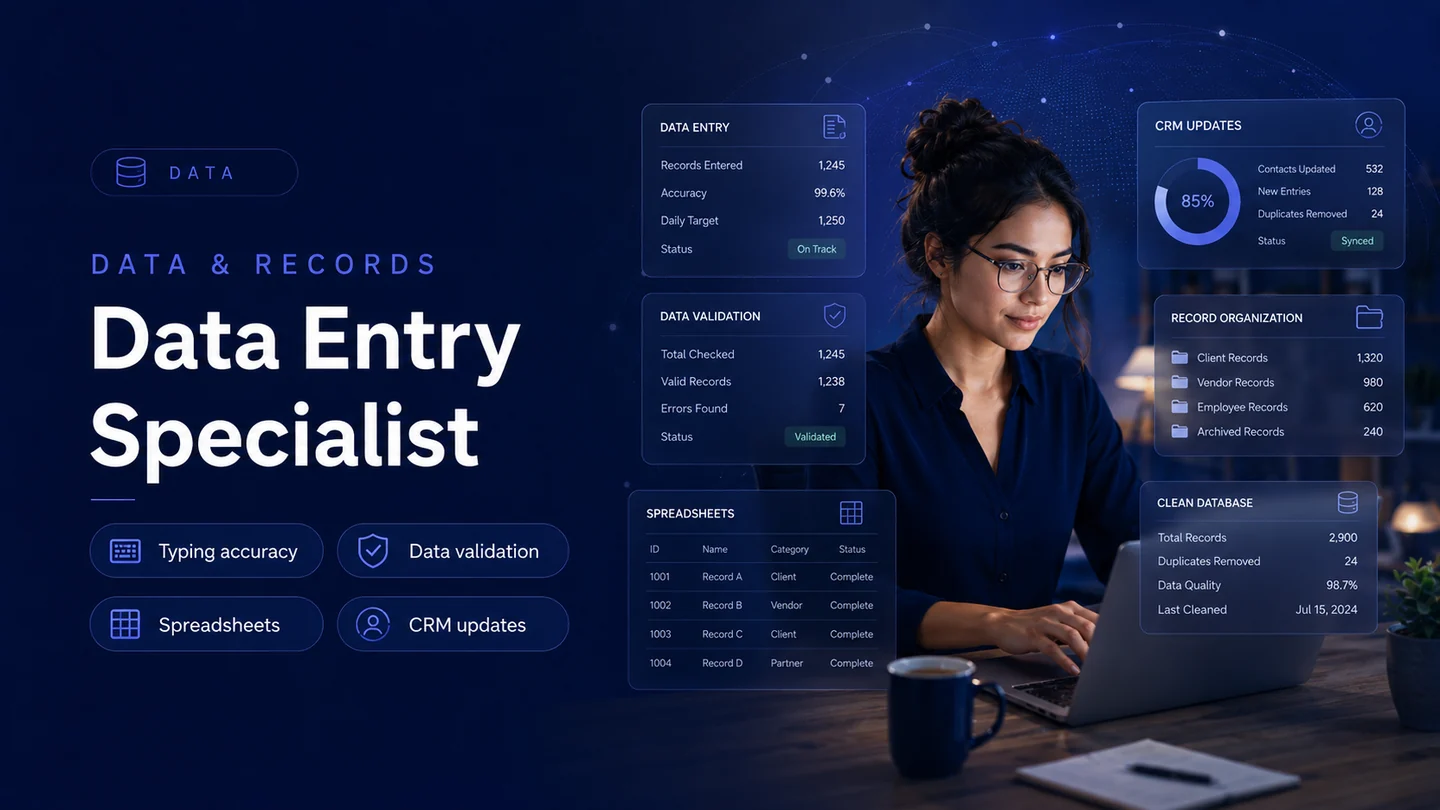 Data Entry Specialist professional records dashboard image