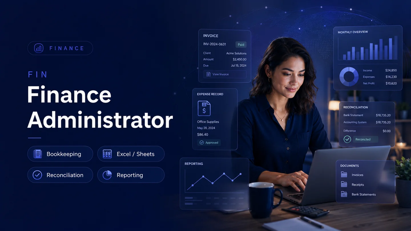 Finance Administrator professional remote finance dashboard image